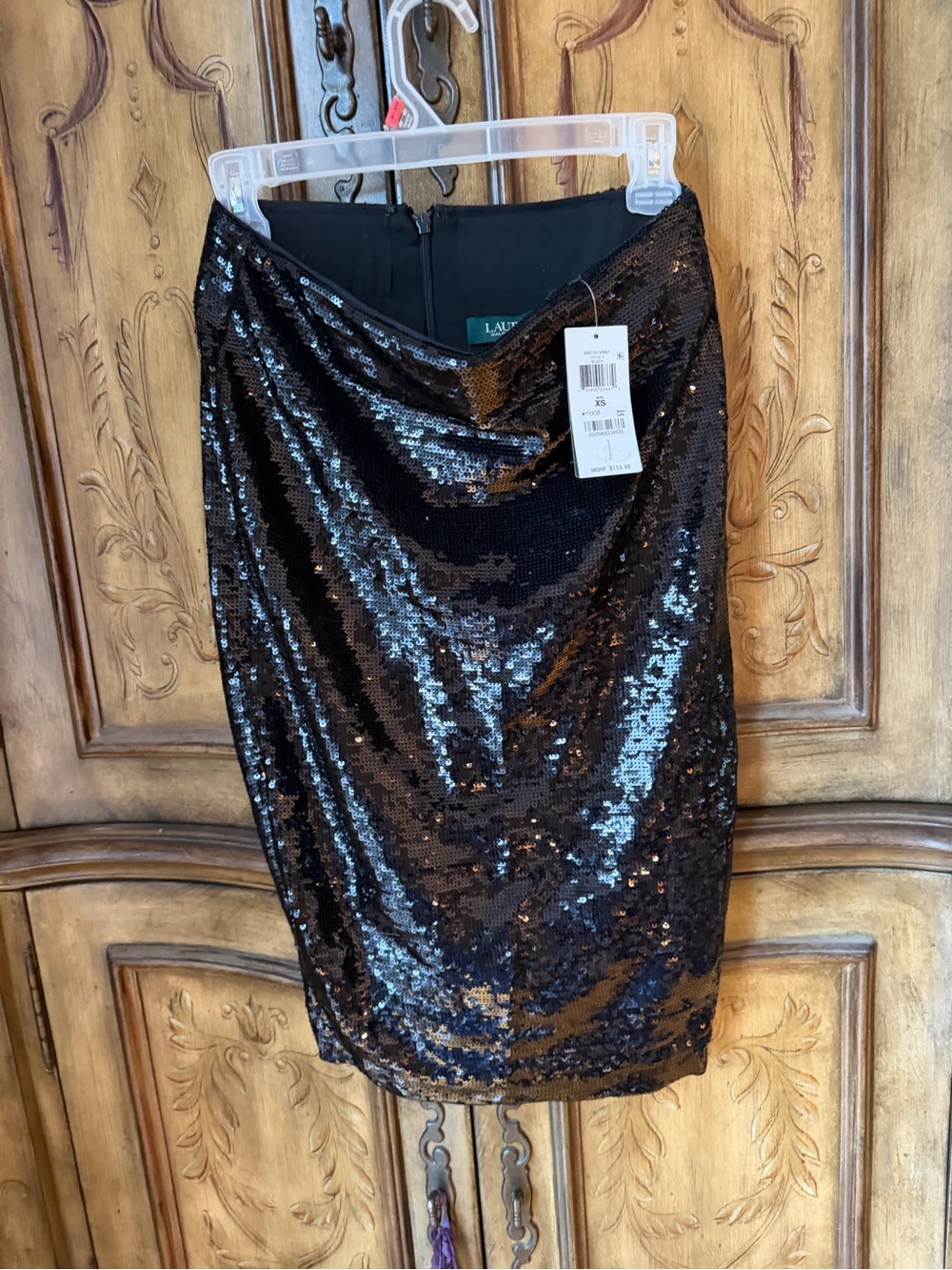 Lauren Ralph Lauren Black Sequin Pencil Skirt